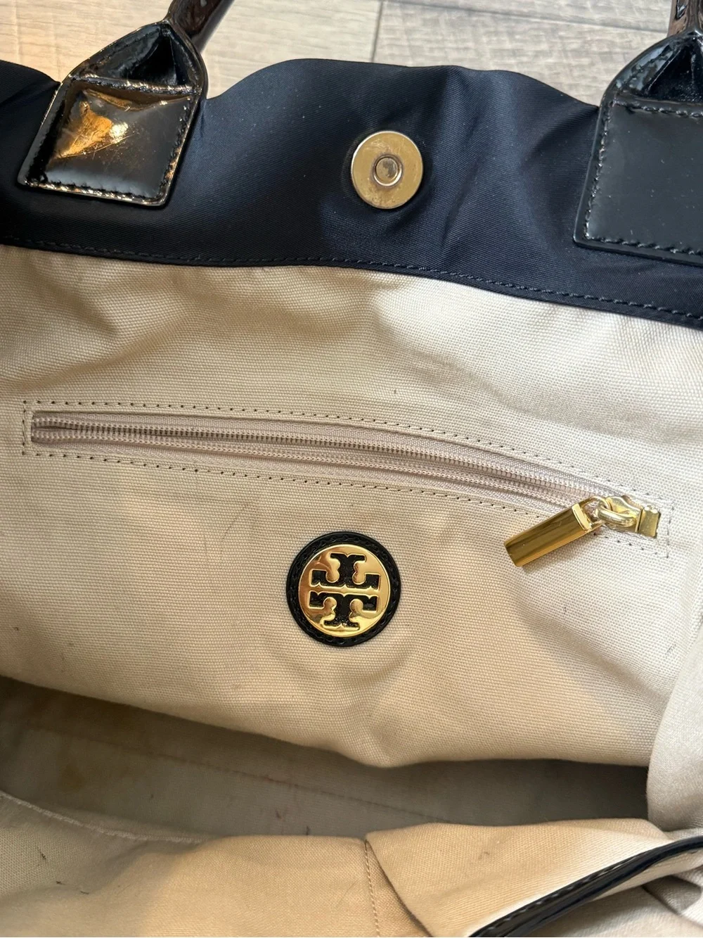 Tory Burch Black Nylon Ella Tote Bag